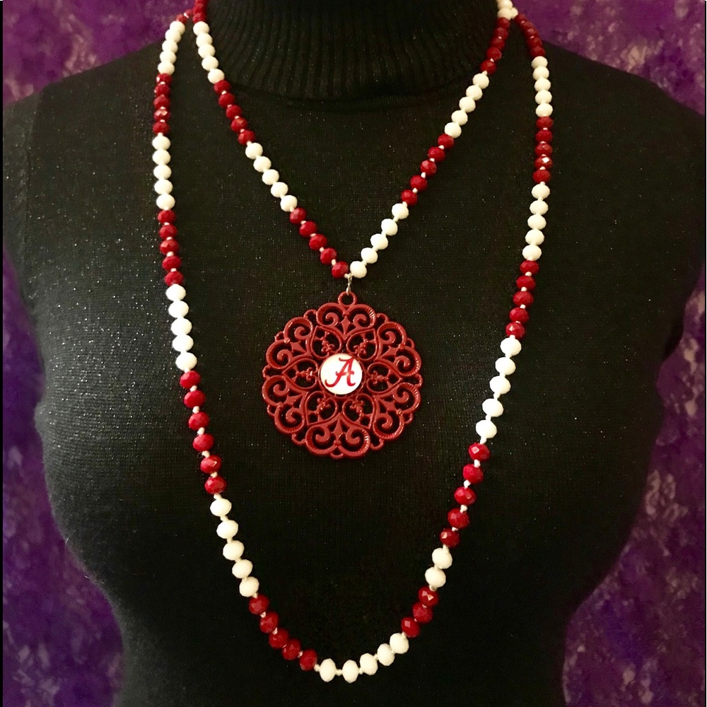 Alabama Crimson Tide 60” Crimson an White Necklace
